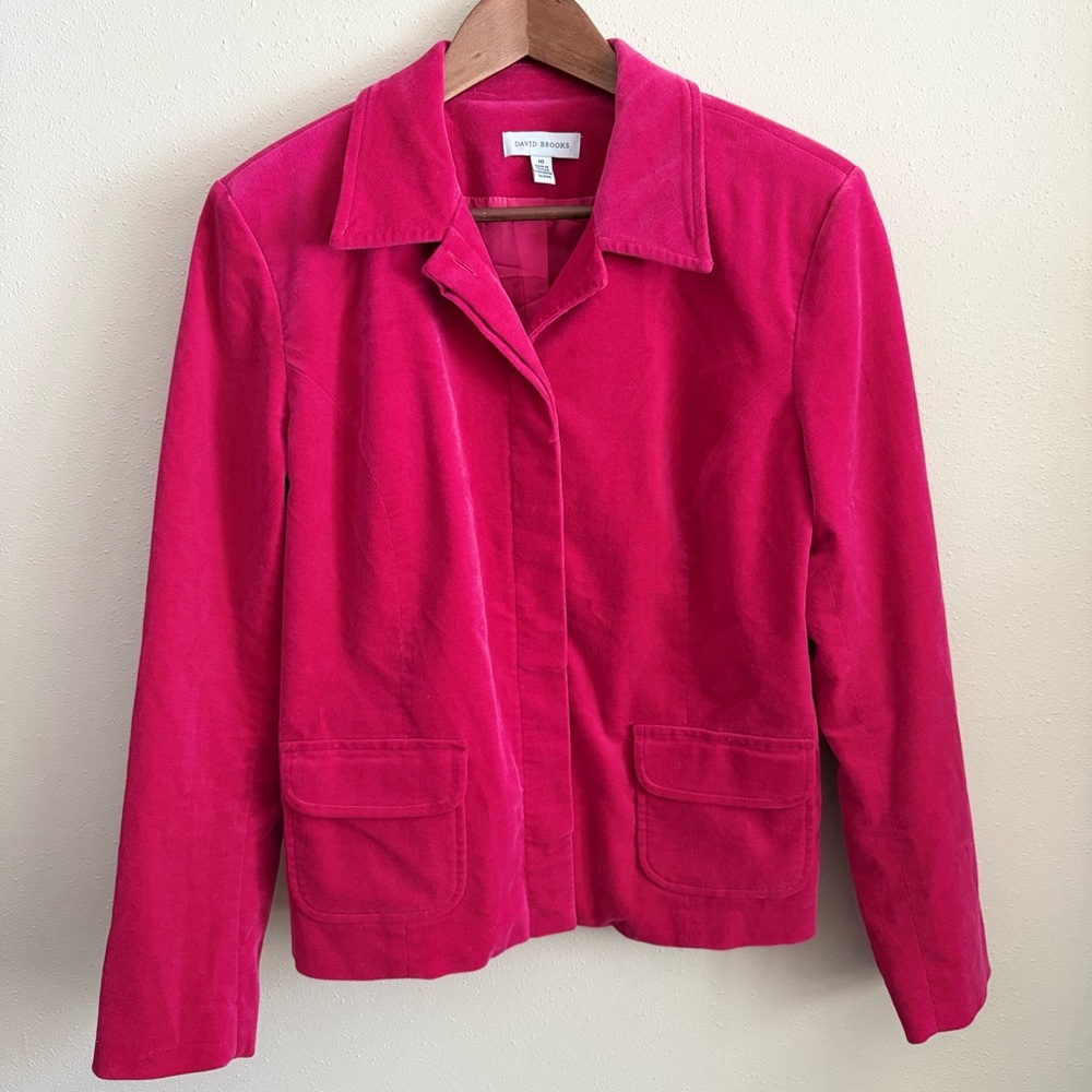Vintage David Brooks Pink Velour Blazer Jacket Size 10 90s